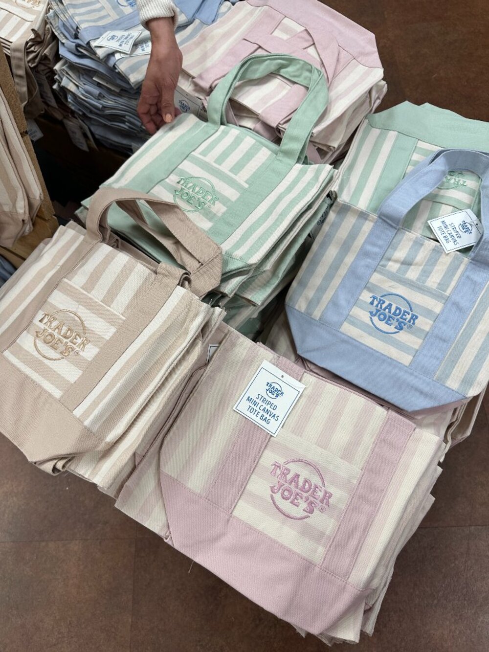 2026 LIMITED EDITION! Trader Joe’s Striped Mini Canvas Tote Bag Set Of 4 Colors